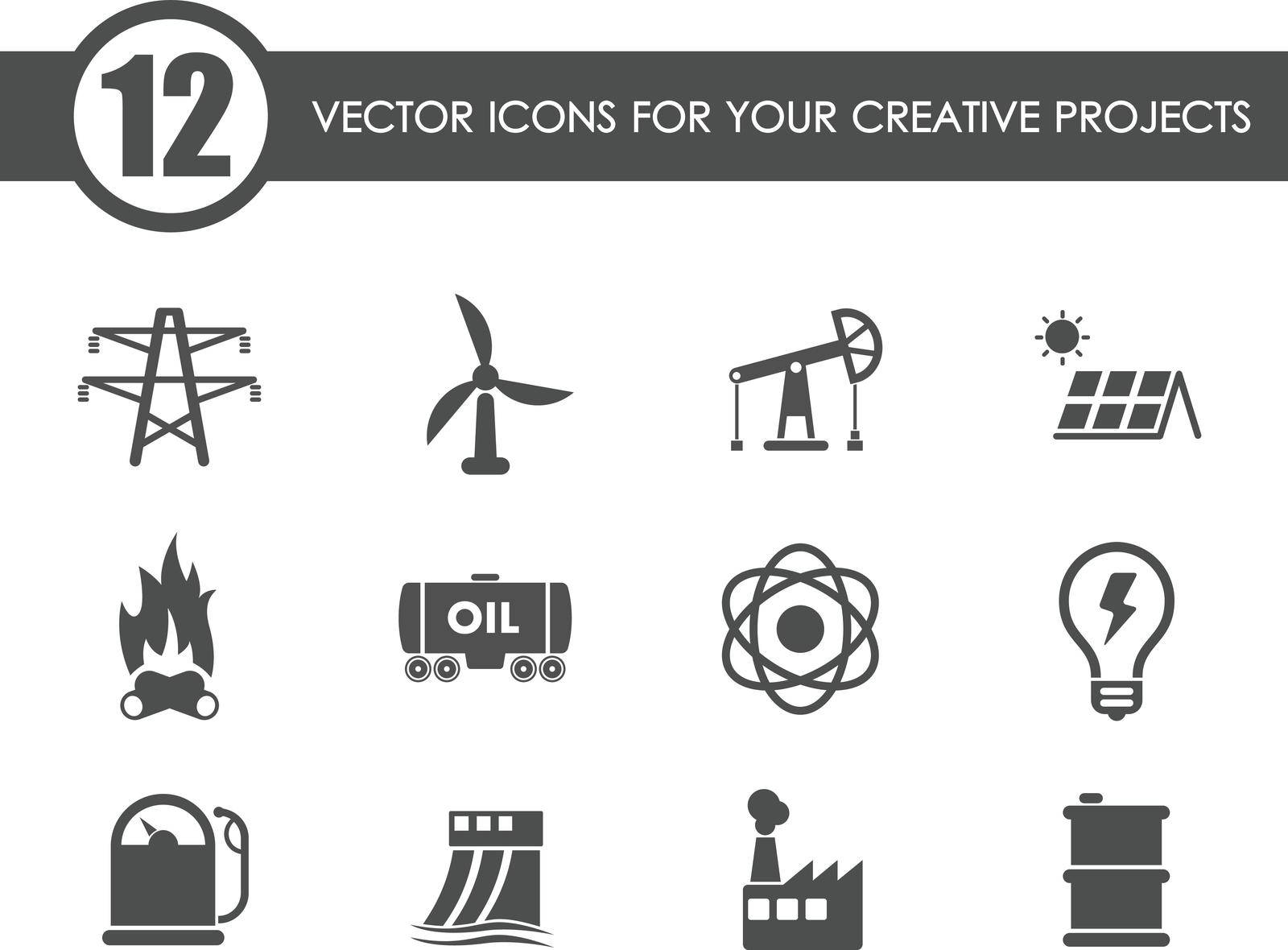power generation vector icons by govindamadhava108