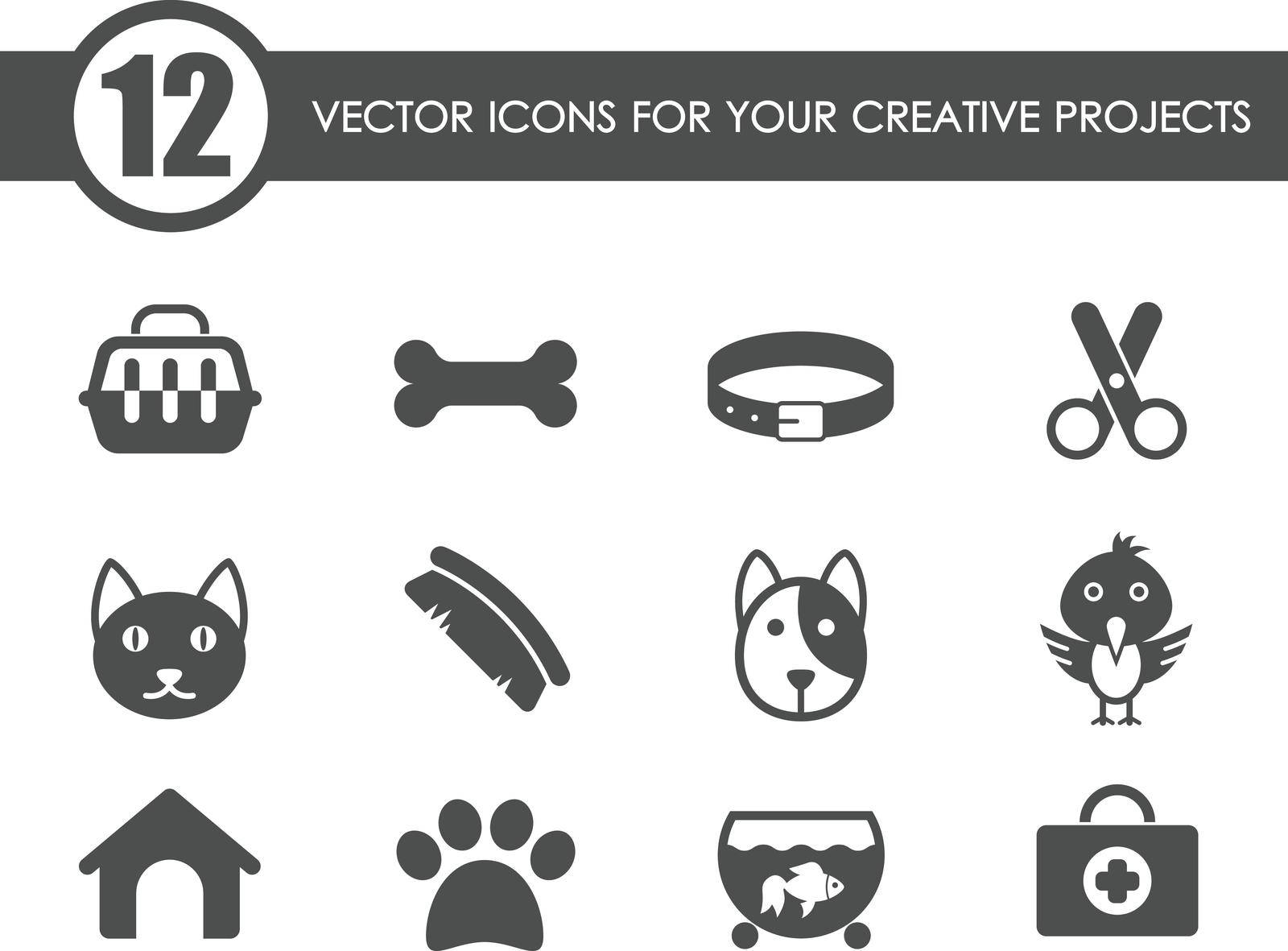 pets icon set. pets web icons by govindamadhava108