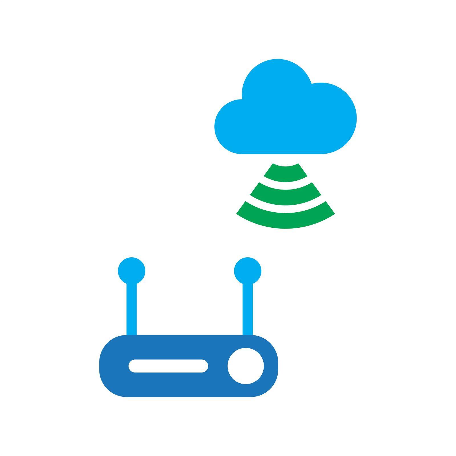 cloud illustration. cloud with router. Concept of cloud computing. vector icon concept.
