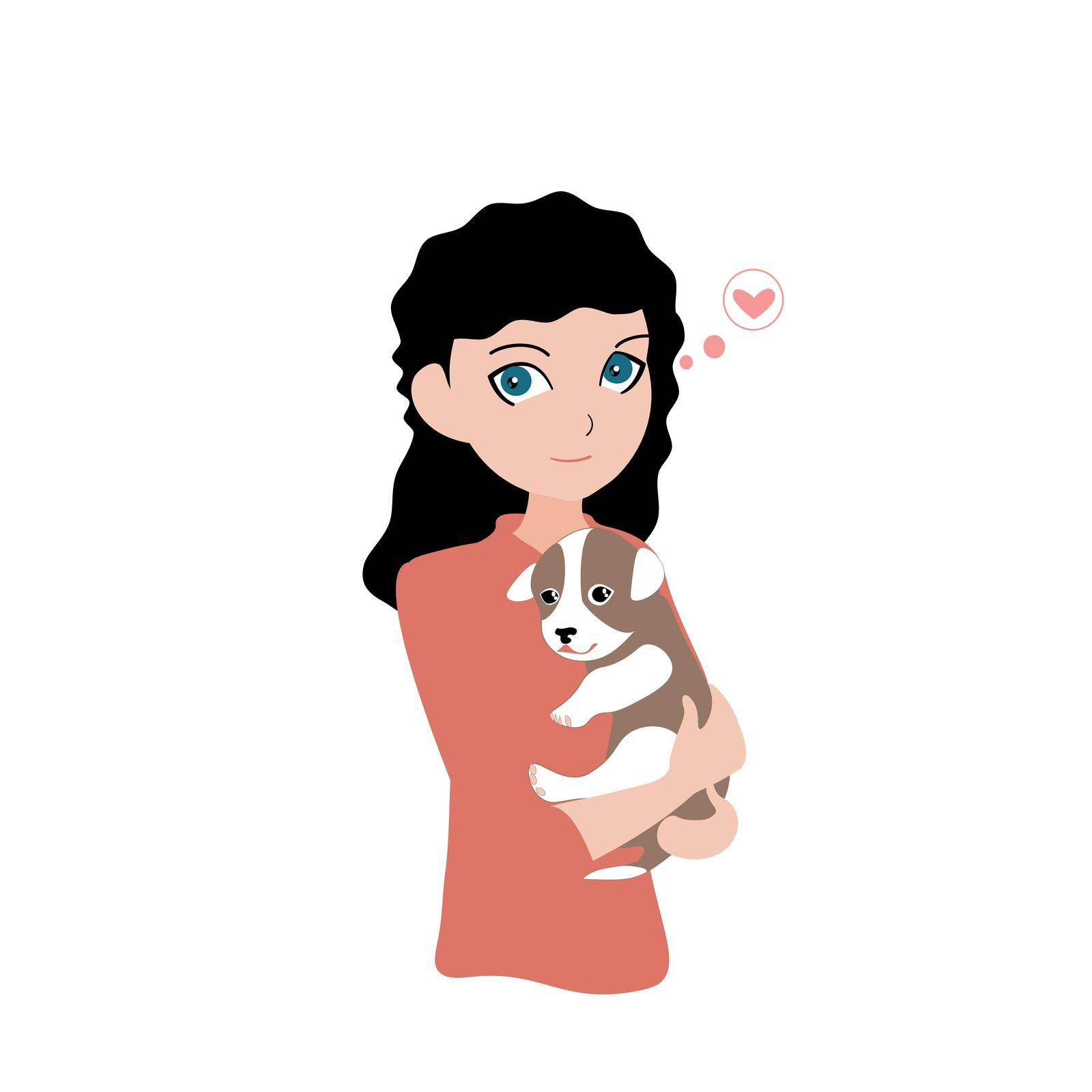 A girl with a pet dog by GALA_art