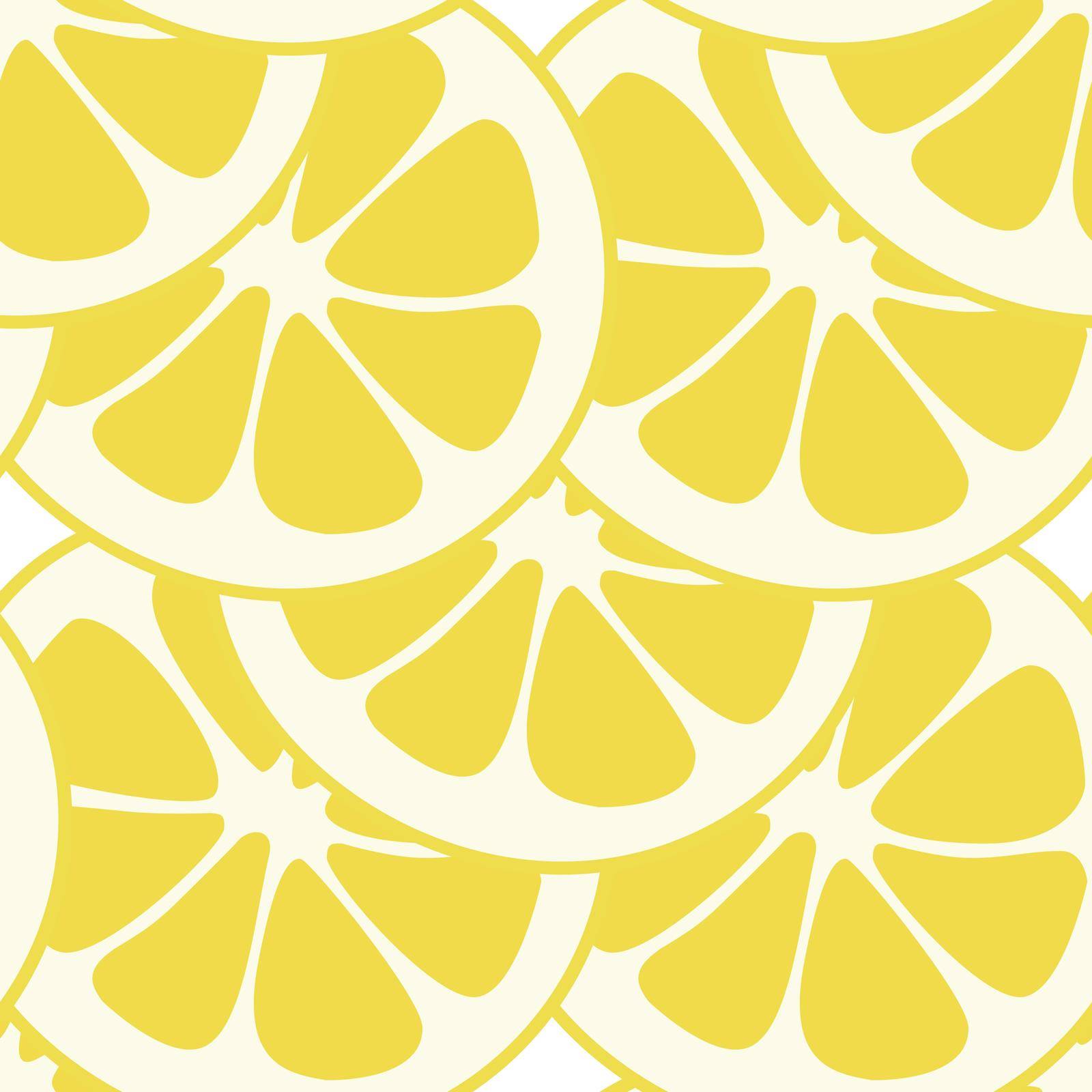 Seamless lemon slices pattern vector. Lemon slices on table handdrawn pattern. by DmytroRazinkov