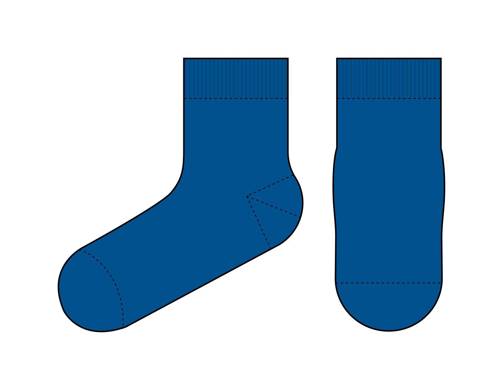 Socks template vector illustration ( front & side view) | blue by barks