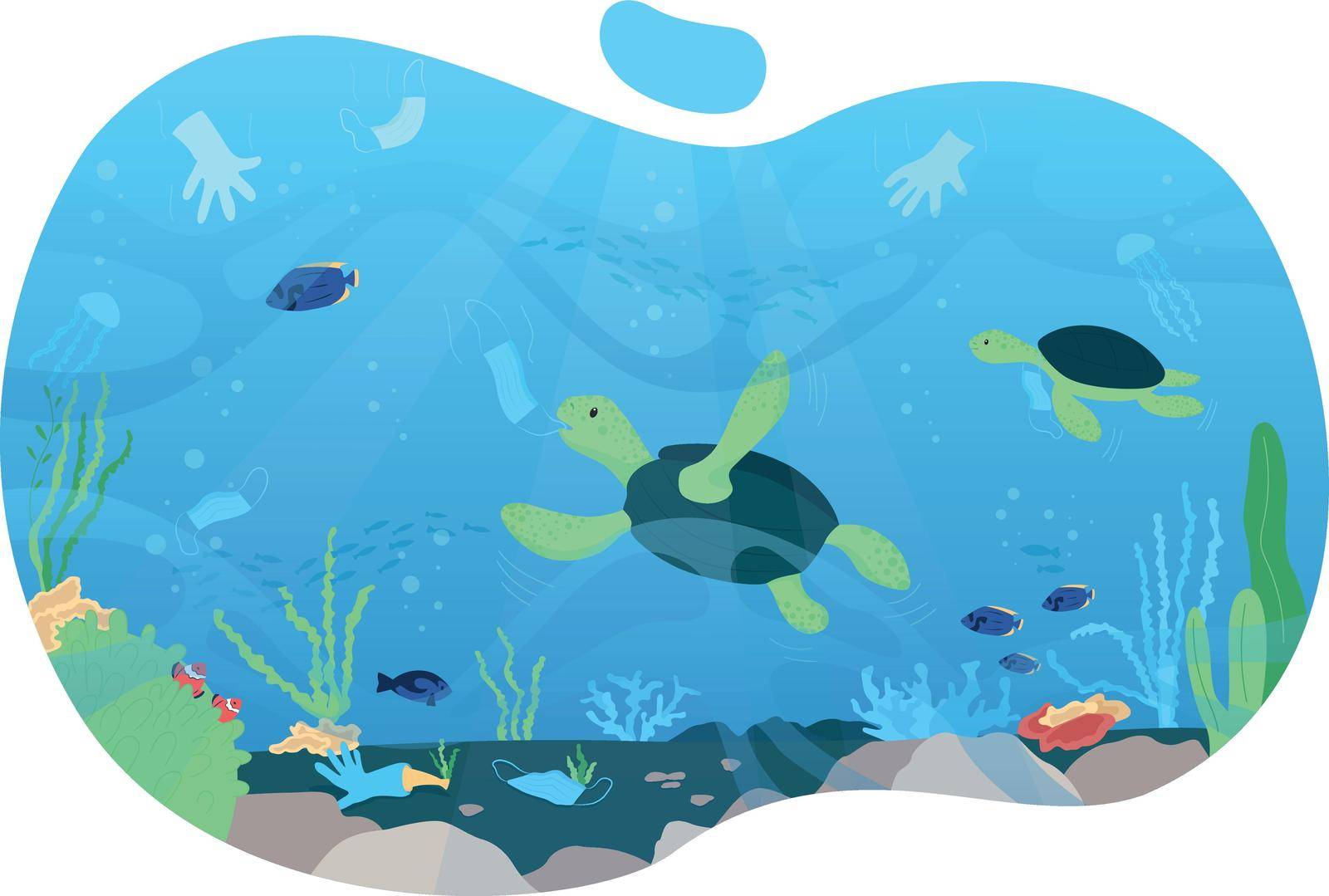 Water pollution 2D vector web banner, poster by ntl
