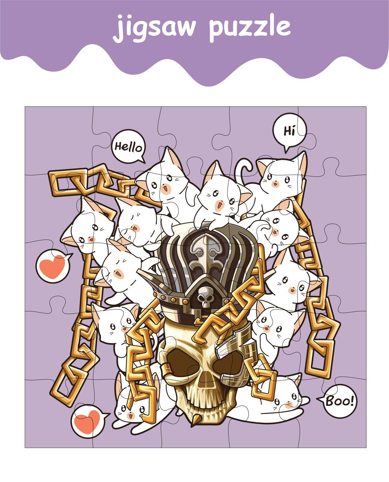 jigsaw puzzle game of cats with skull