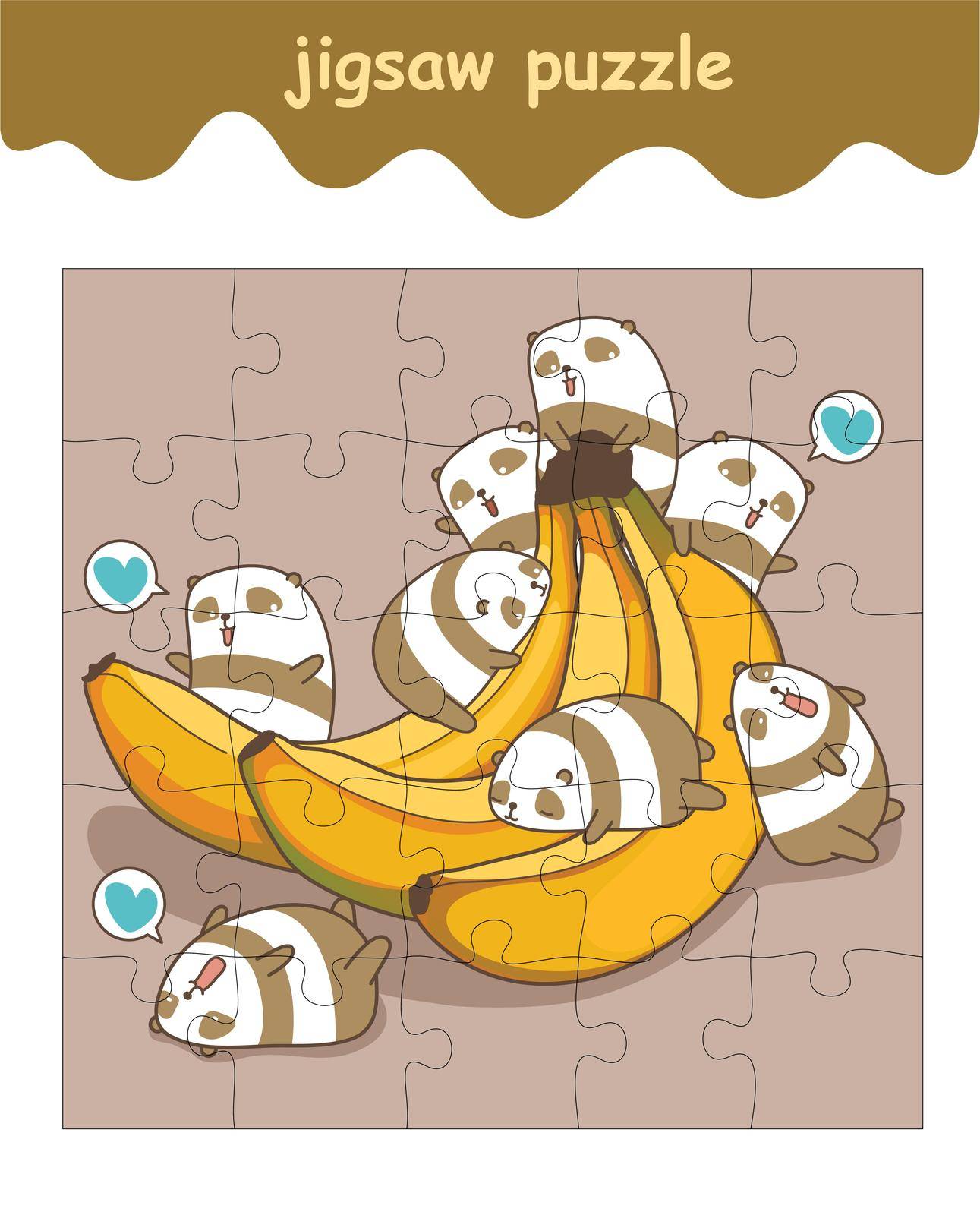 jigsaw puzzle game of little pandas with banana by valueinvestor