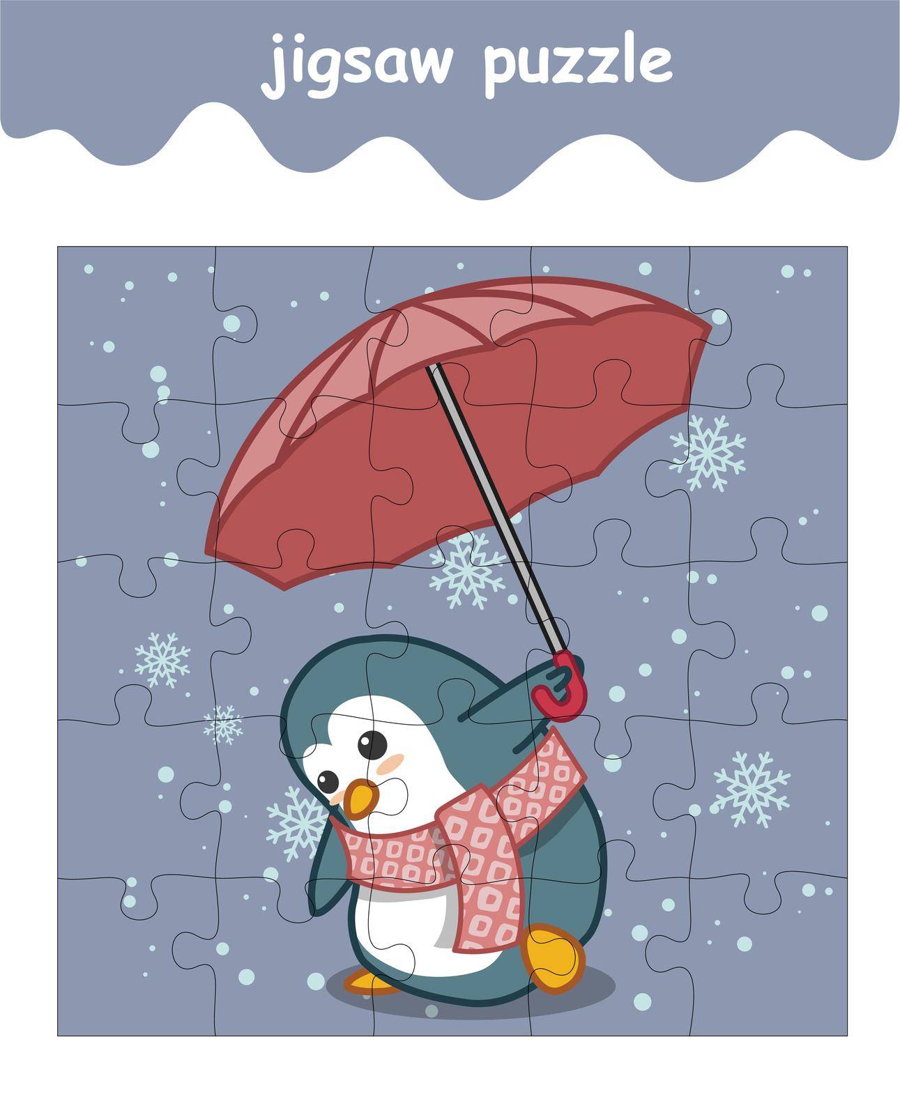 jigsaw puzzle game of penguin is holding umbrella by valueinvestor