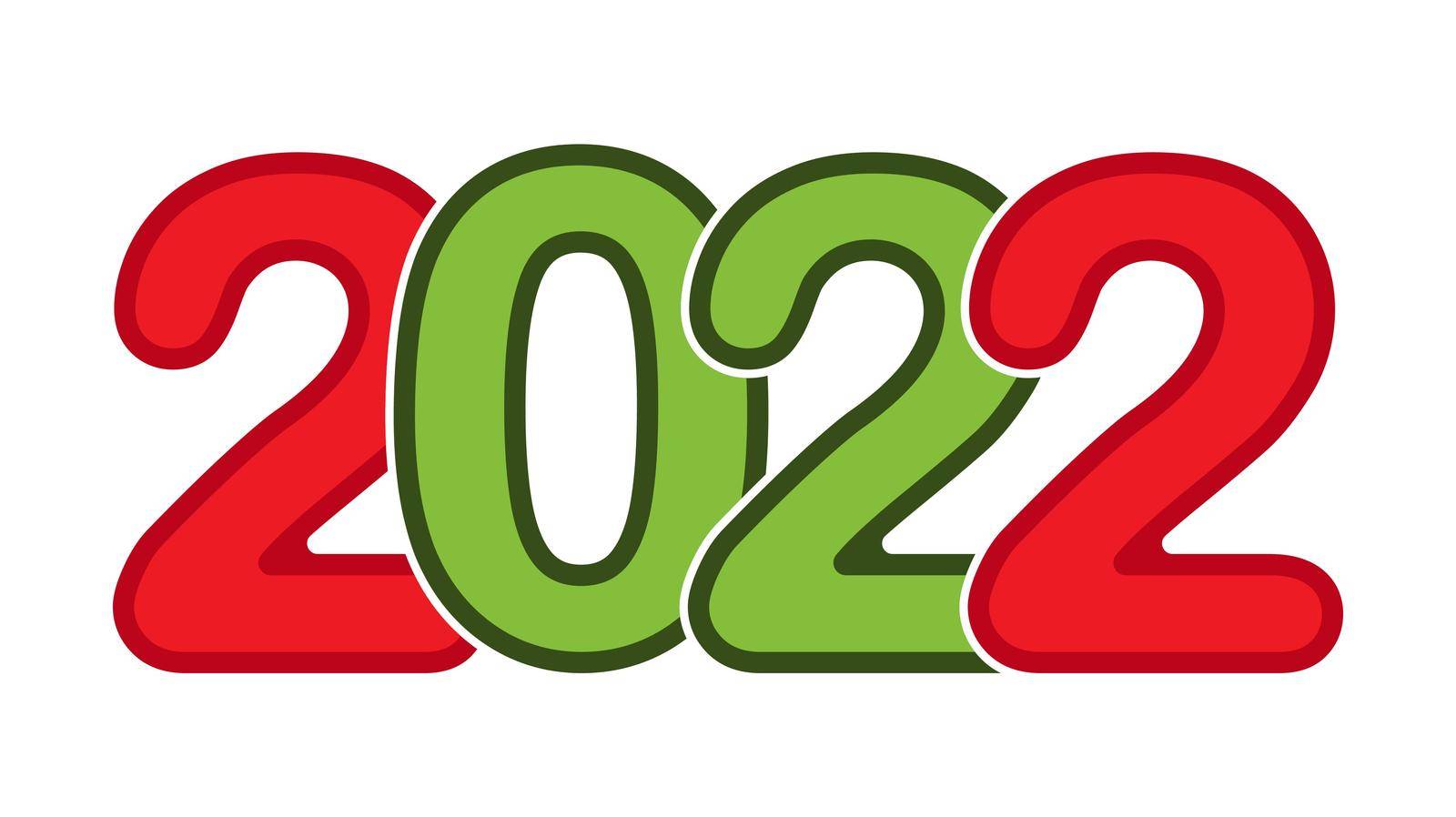 number is 2022. The new year is 2022. Merry Christmas and Happy New Year. Vector illustration.