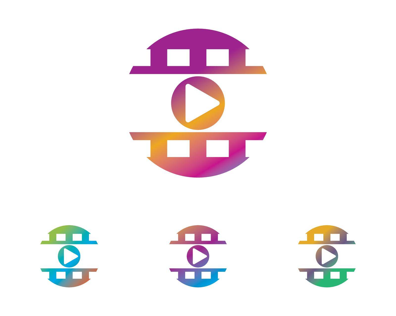cinema play logo vector icon illustration design