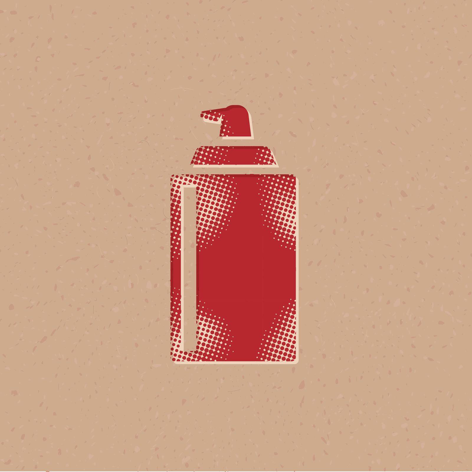 Liquid spray icon in halftone style. Grunge background vector illustration.