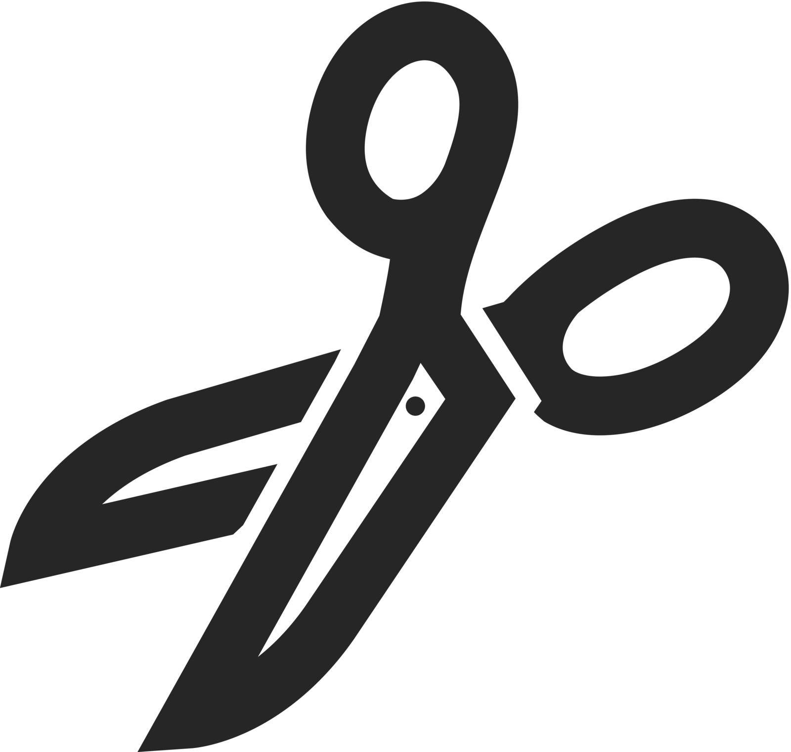 Scissor icon in thick outline style. Black and white monochrome vector illustration.