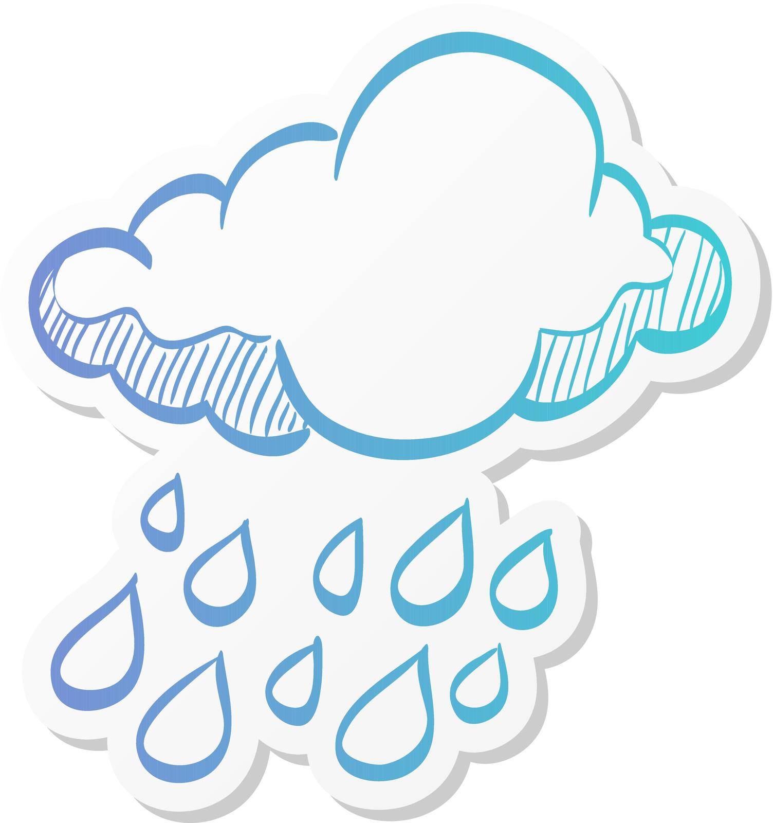 Rain cloud icon in sticker color style. Season forecast