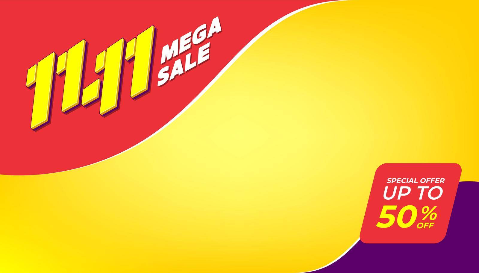 11.11 Shopping festival banner template. World shopping day sale 11.11 discount vector banner.