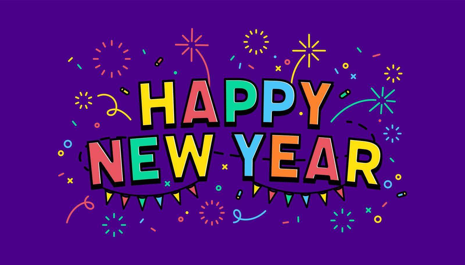 Happy New Year banner template. Advertising design for social network vector.