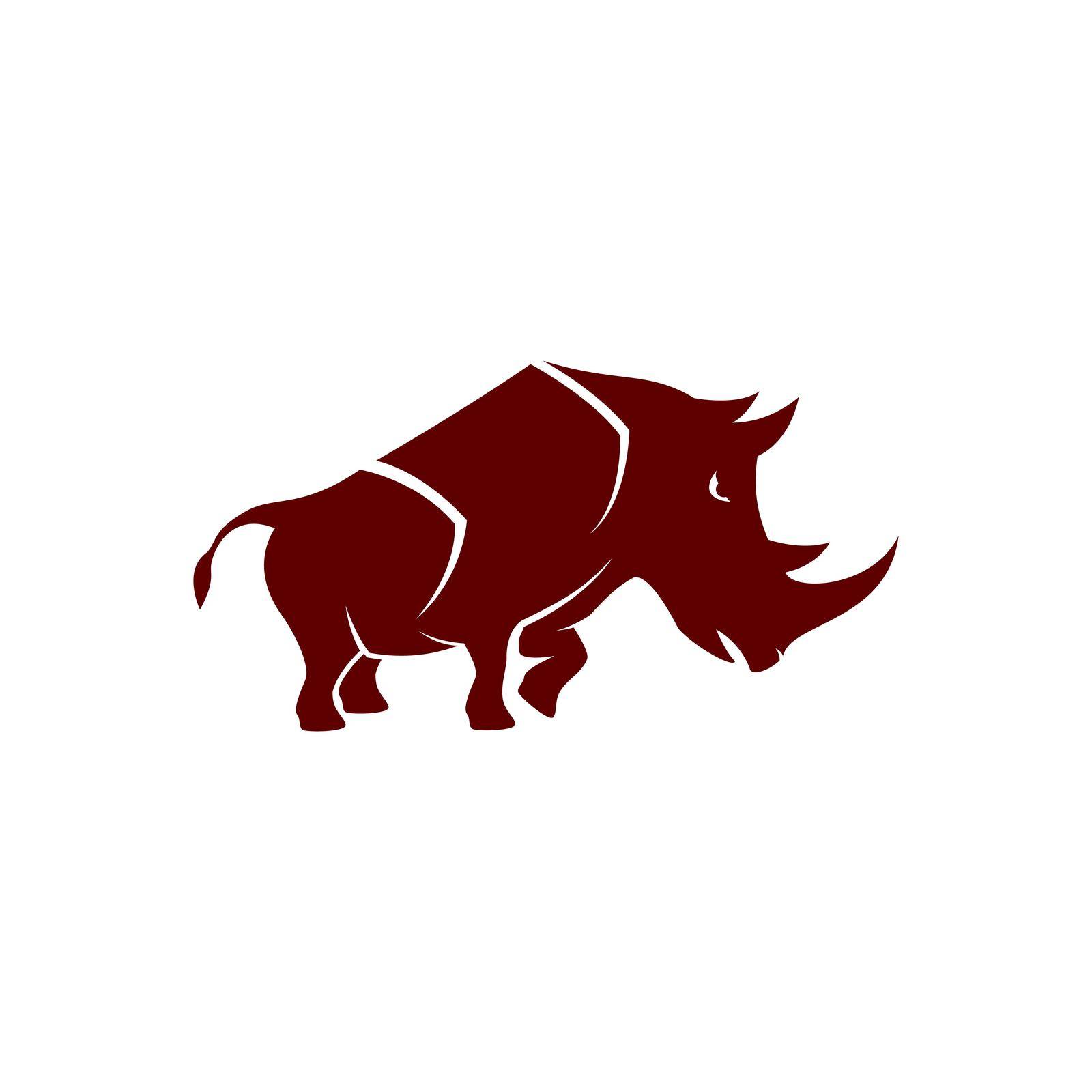 Rhino illustration logo silhouette vector design