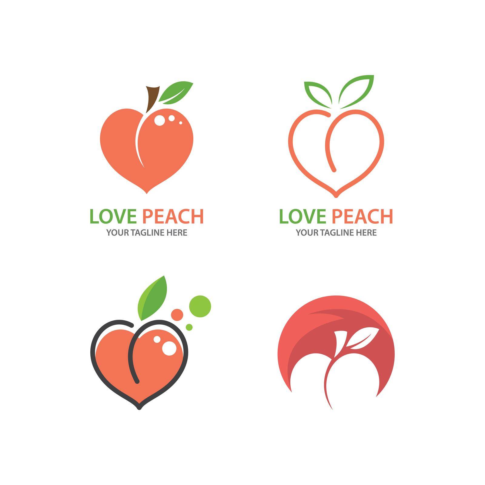 Peach fruit illustration logo design