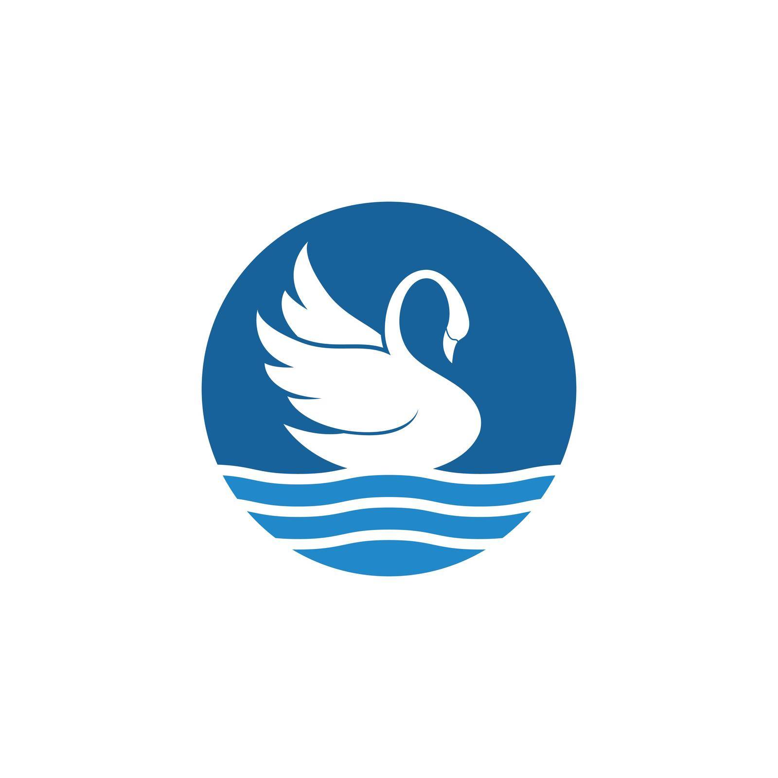 Swan illustration logo design template