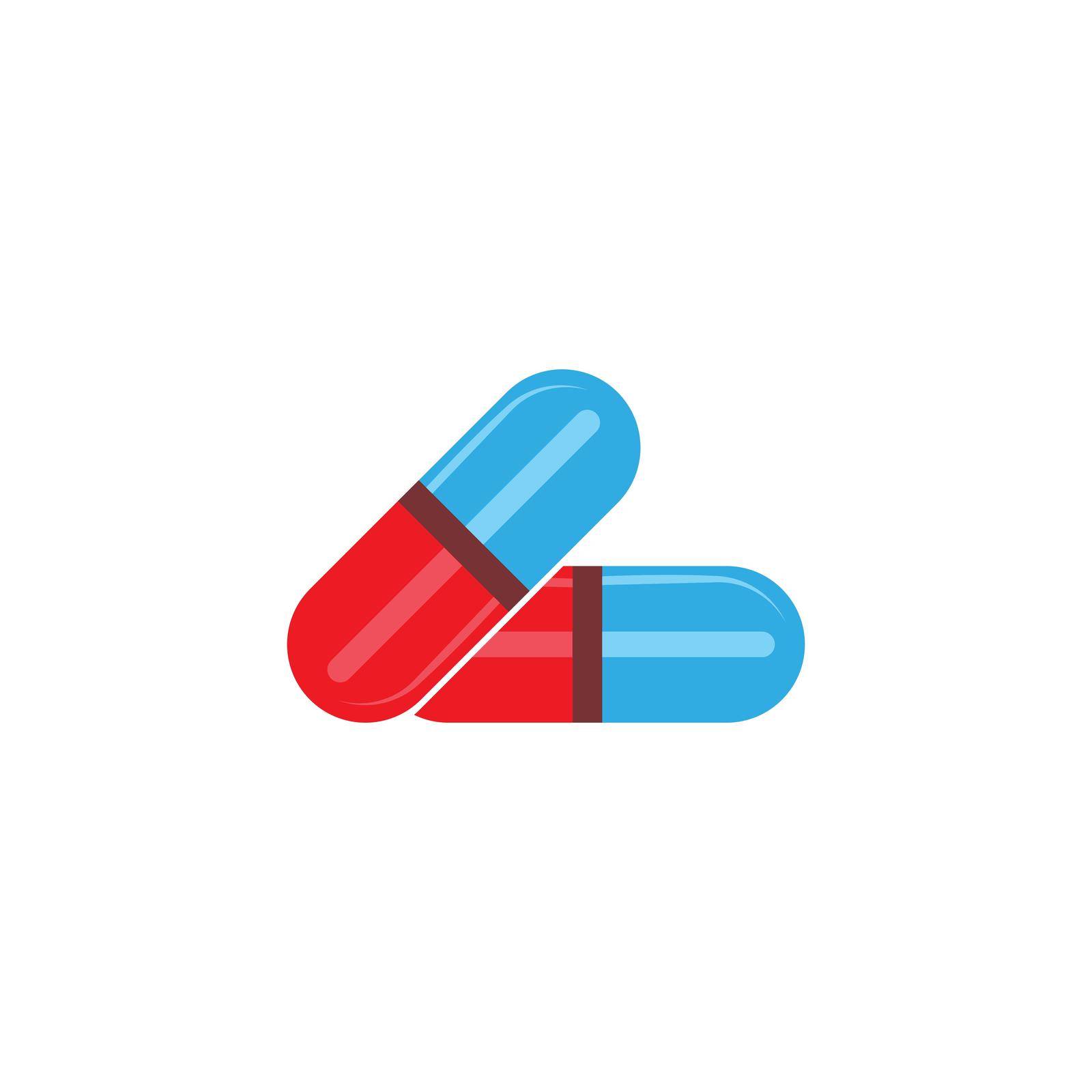 Pill illustration medical logo flat design