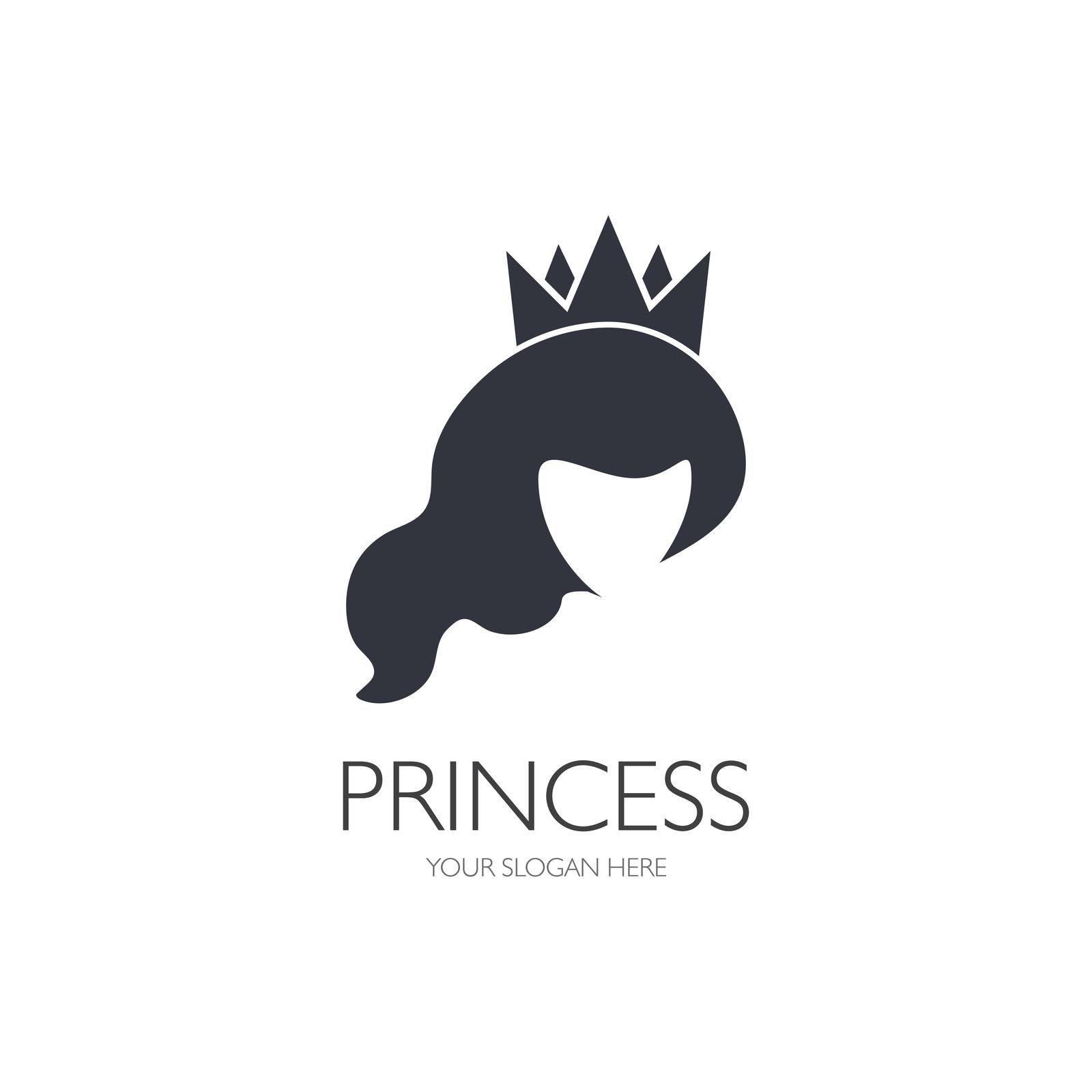 Princess silhouette illustration logo design
