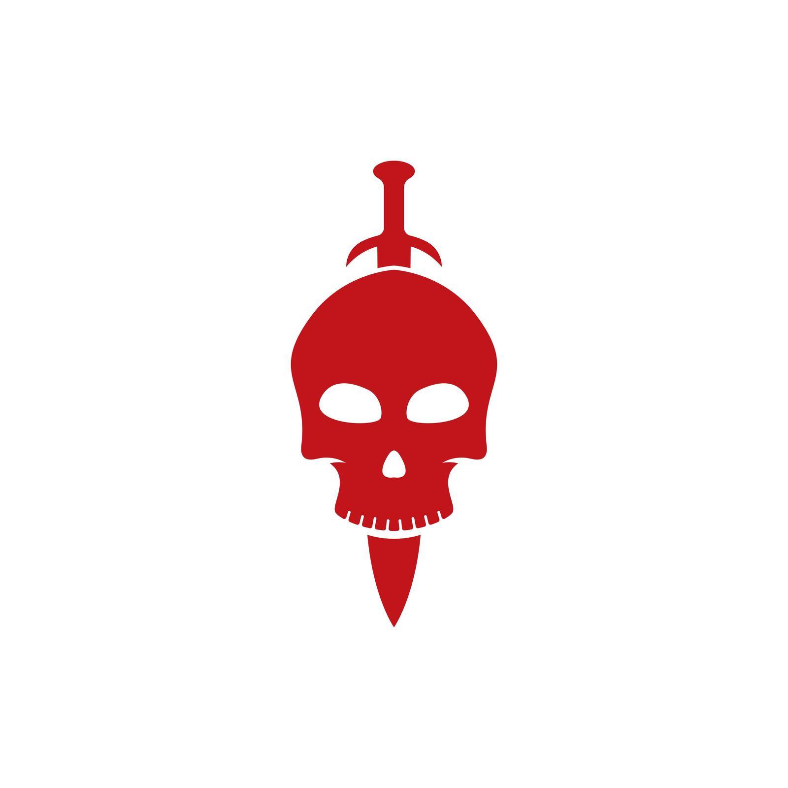 skull logo with swords vector icon template illustration by kosasihindra55