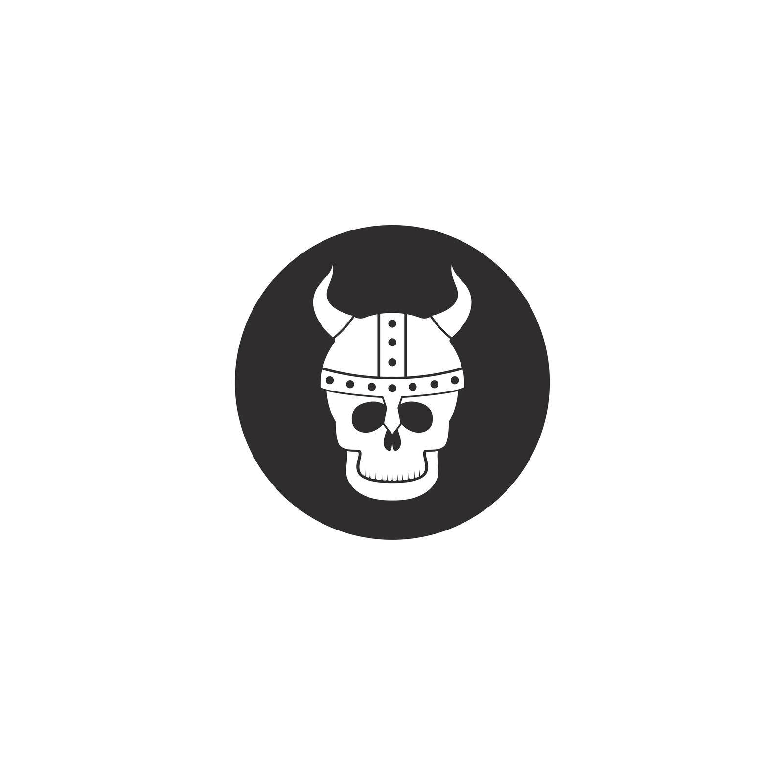 Viking skull with helmet logo vector icon illustration design