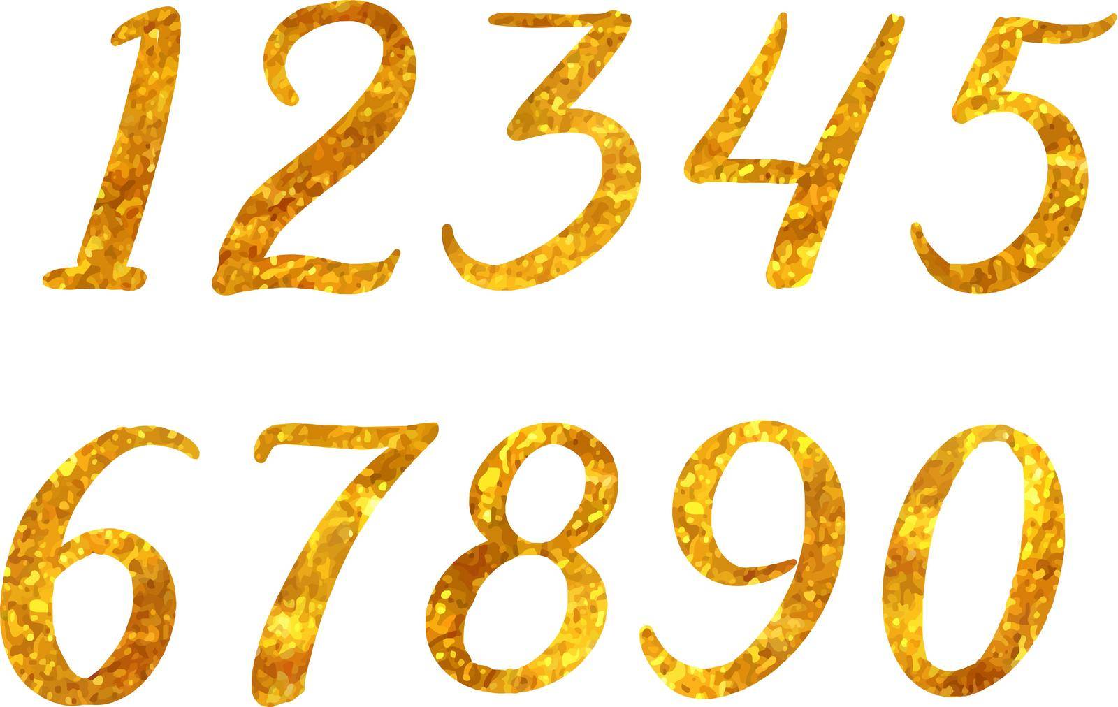 Numbers in gold glitter style. Vector illustration.