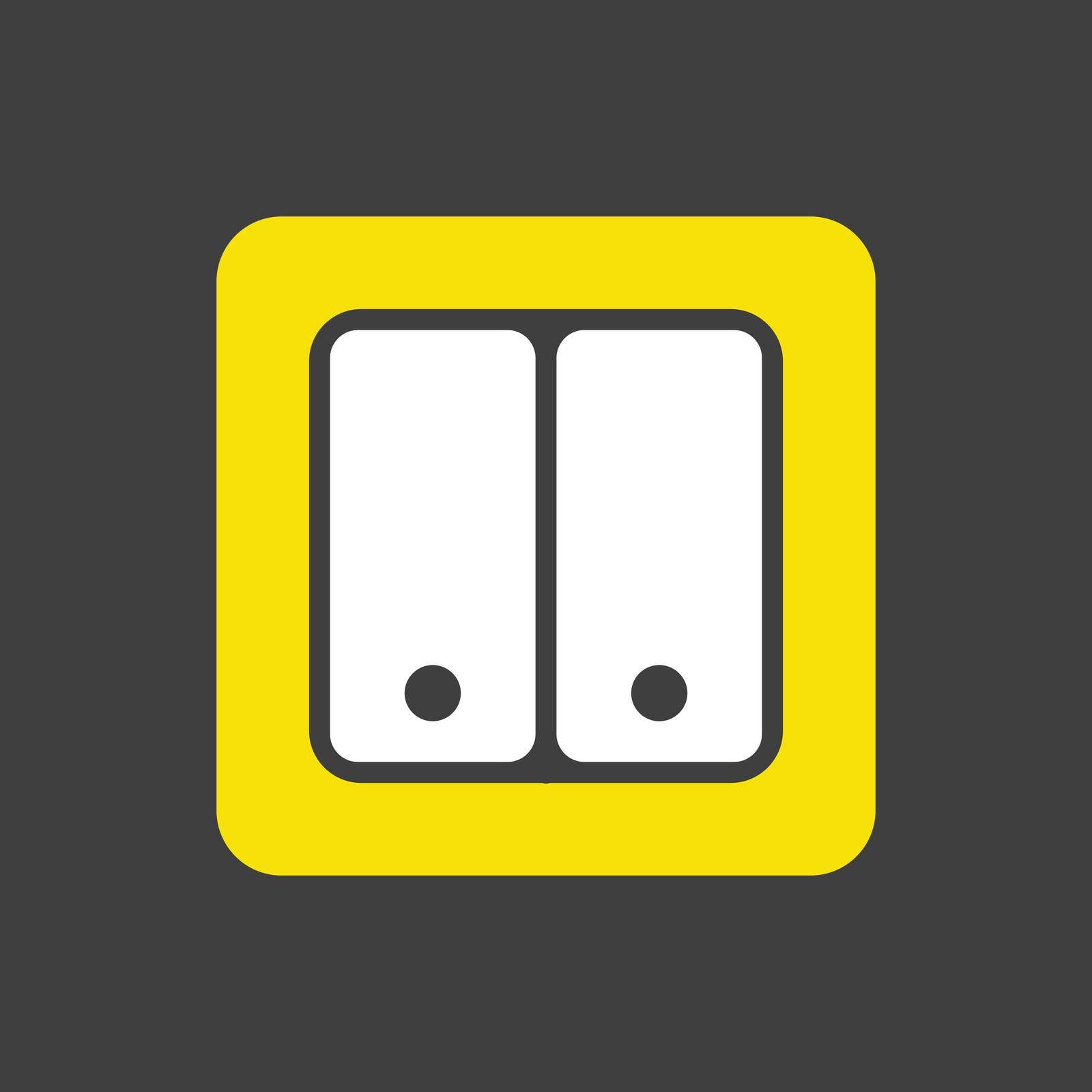 Electrical Switch two buttons glyph icon on dark background. Construction, repair and building vector design and illustration