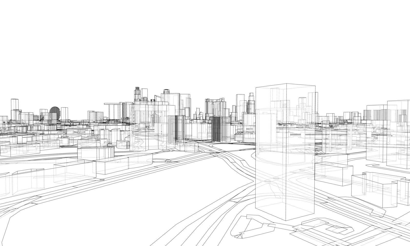 City view. Buildings and streets. Vector by cherezoff