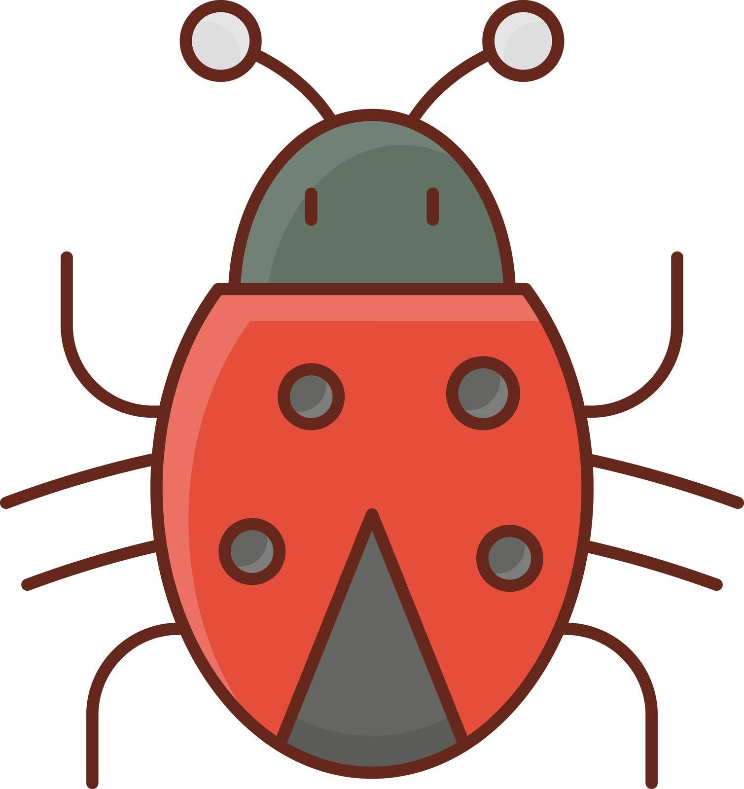 bug vector flat colour icon