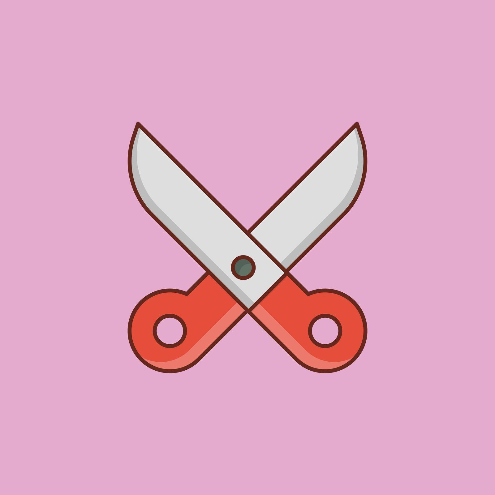 scissor Vector illustration on a transparent background. Premium quality symbols. Vector Line Flat color icon for concept and graphic design.