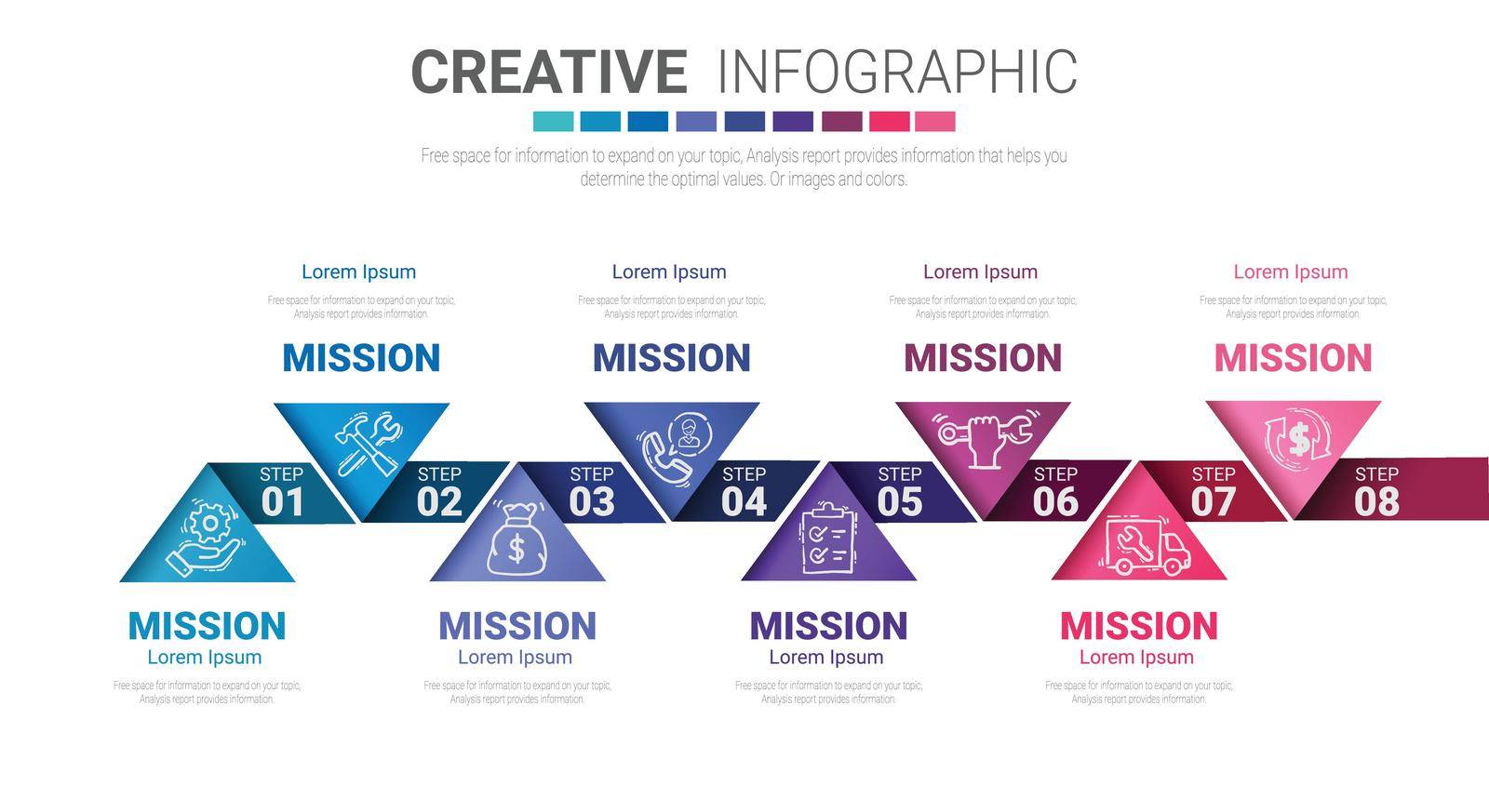 Infographic design template with numbers 8 option by Auchara