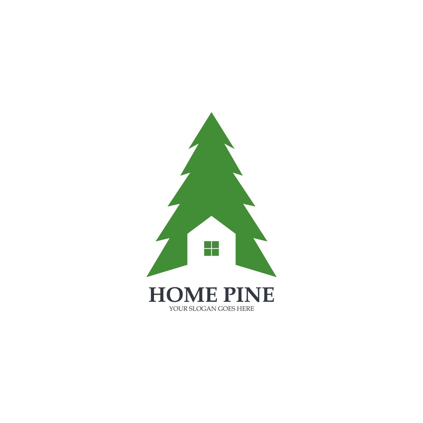 nature green pines home logo vector icon illustratiion design