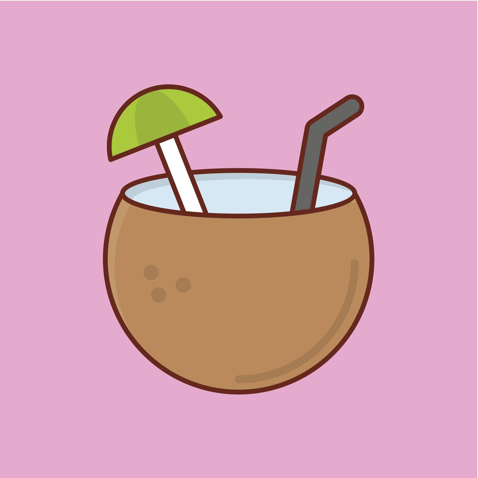 coconut vector flat color icon
