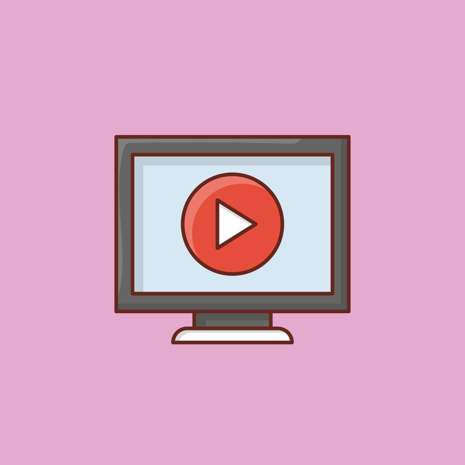 video vector flat color icon