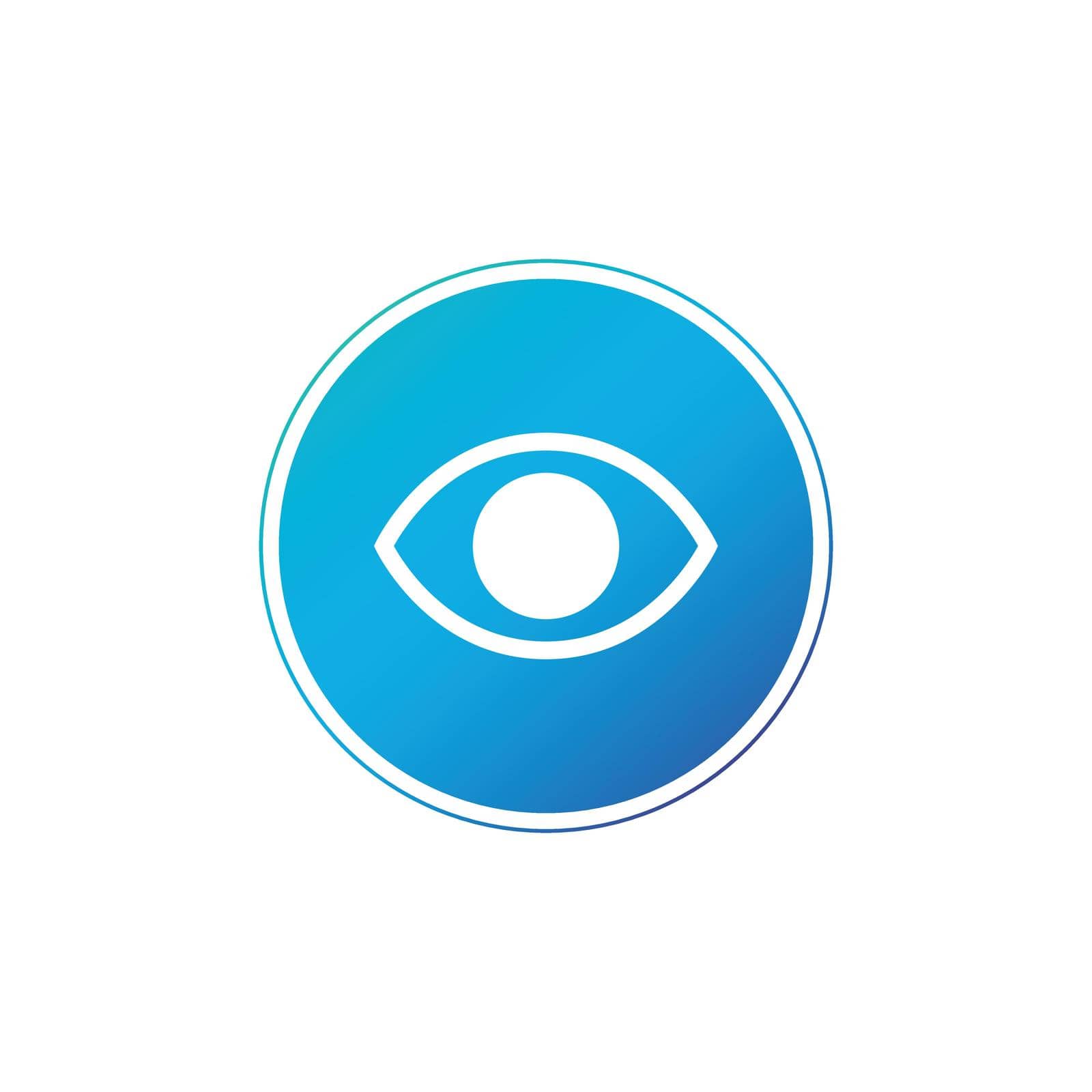 Simple minimalistic eye icon in circle. web or app button. vector illustration isolated on white background. by Kyrylov