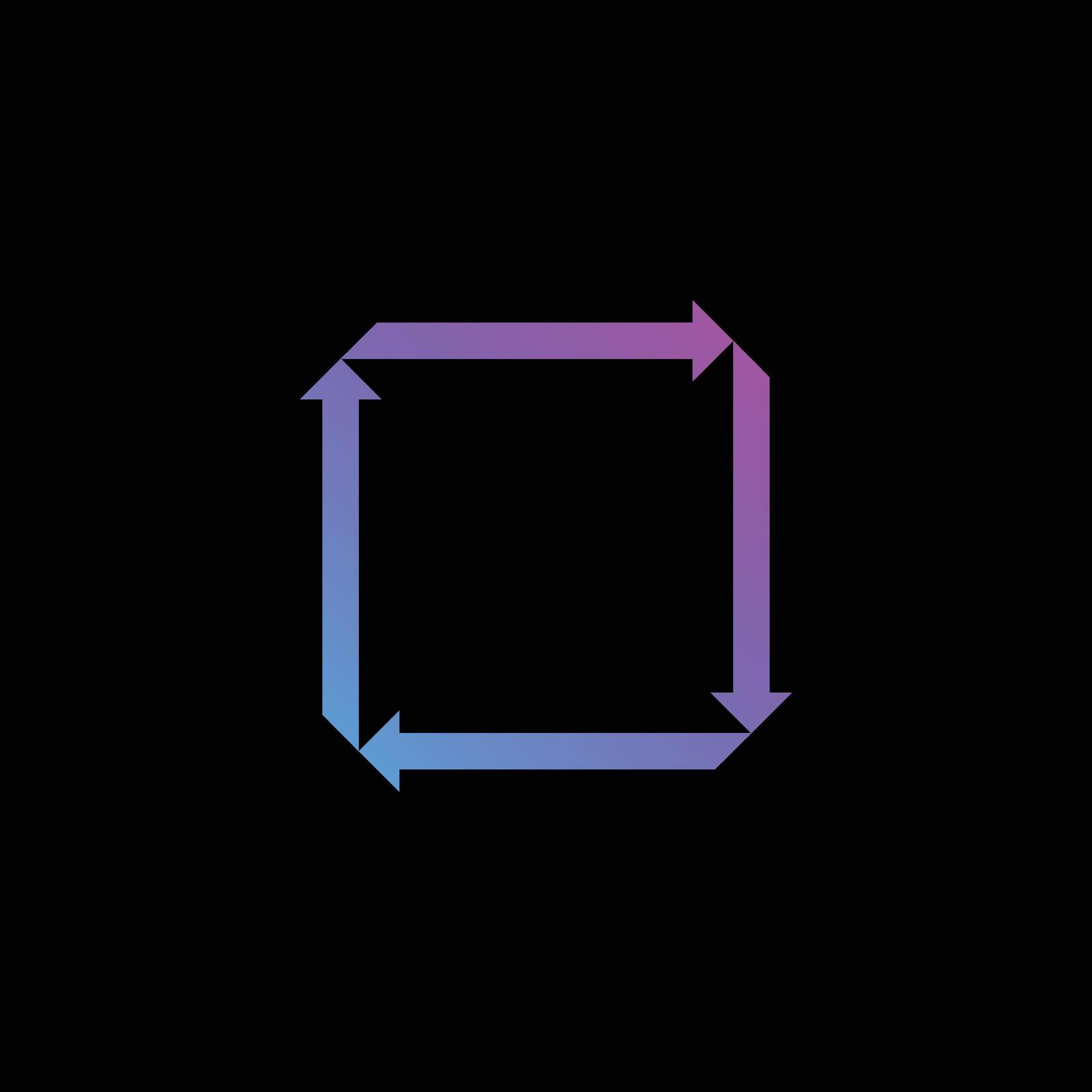 Creative Symmetrical arrows Logo Icon. Vector illustration isolated on black