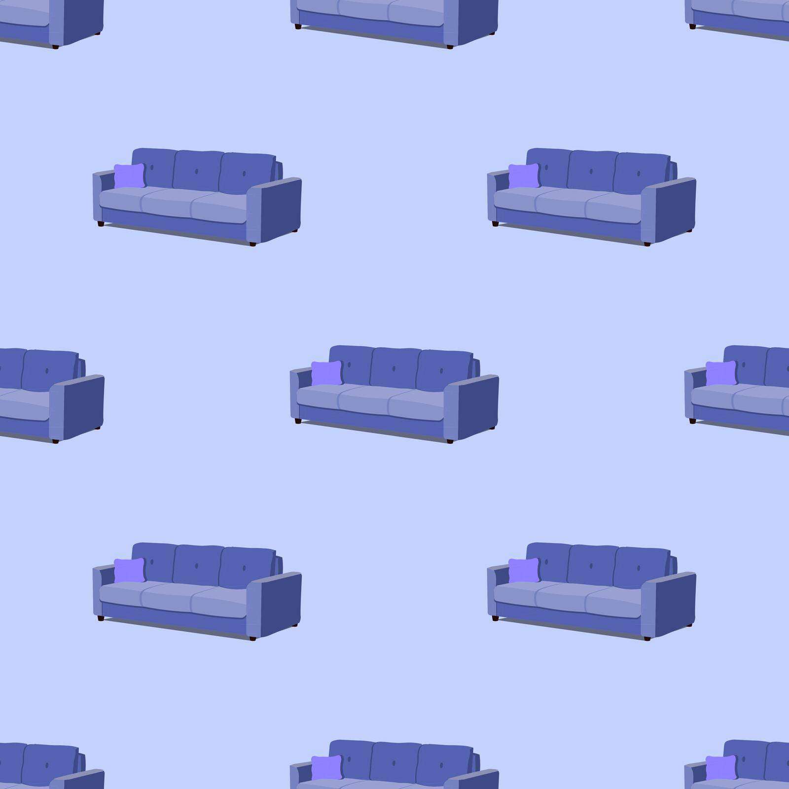 Vector isometric blue sofa seamless pattern EPS by Alxyzt
