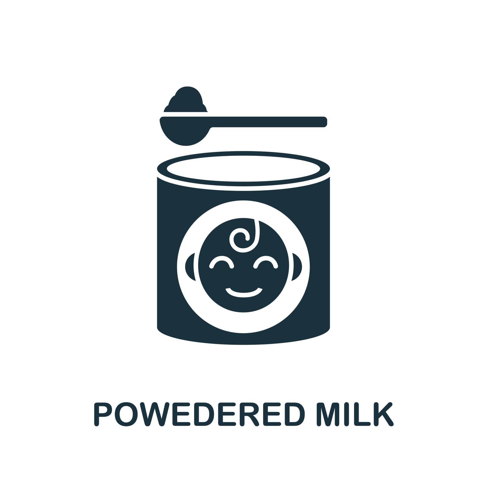 Powdered Milk icon. Simple illustration from baby feeding collection. Monochrome Powdered Milk icon for web design, templates and infographics.