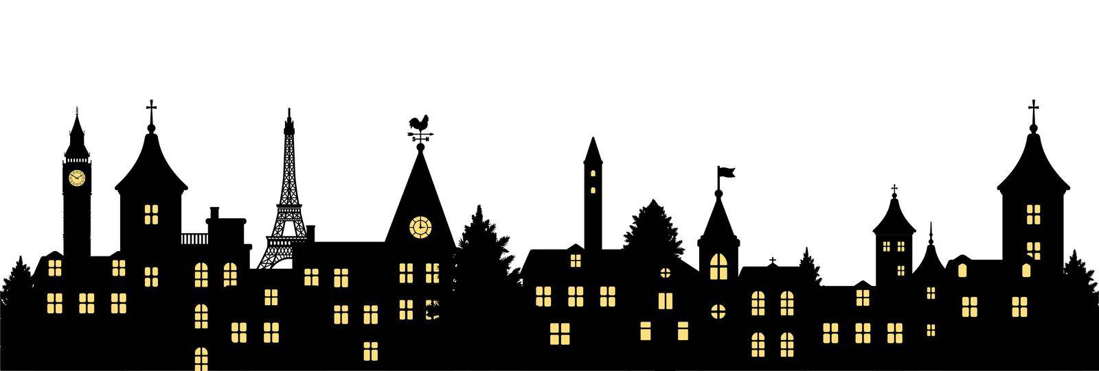 Silhouette landscape, townscape vector illustration by barks