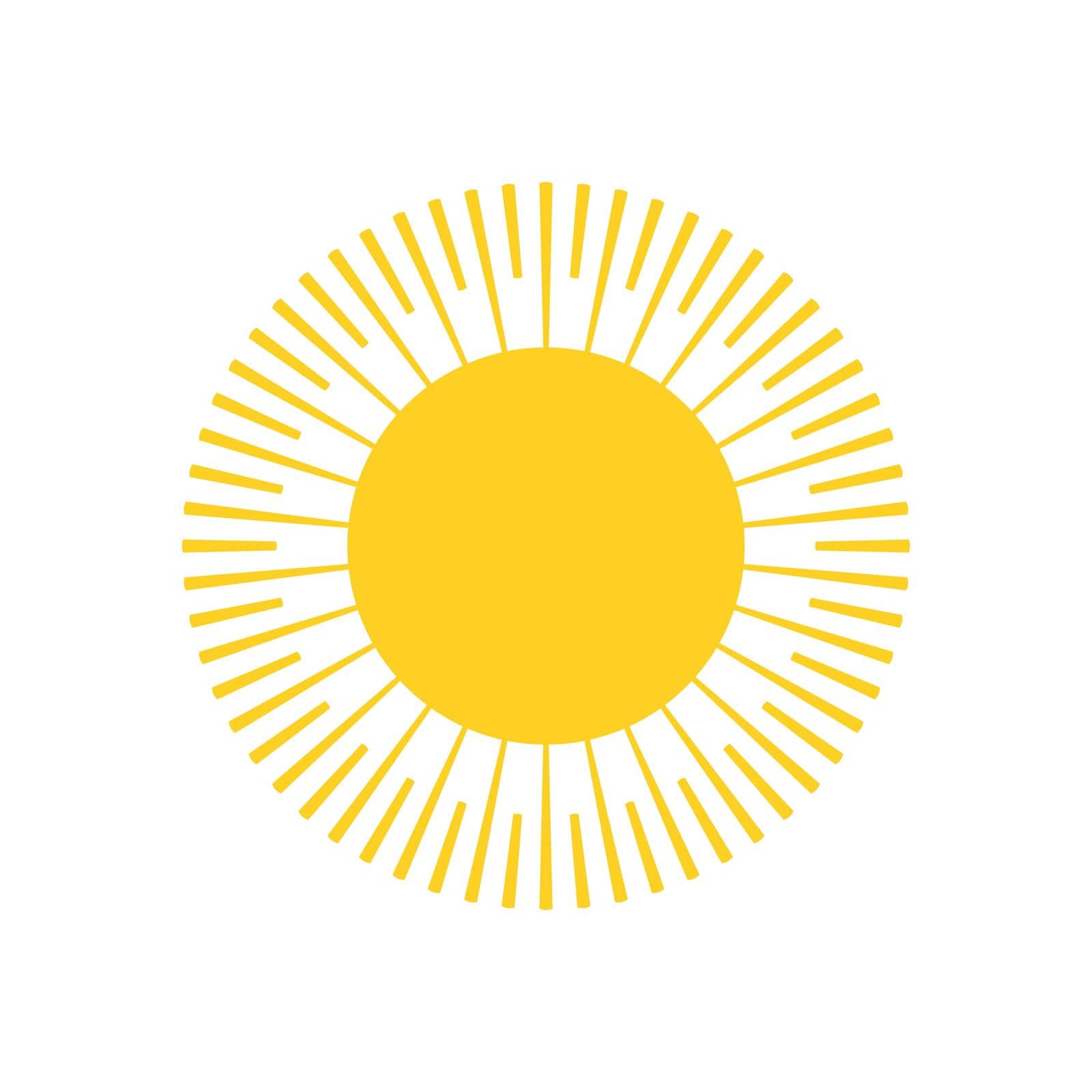 Yellow Sun burst icon or logo. Modern simple flat sunlight, sign. Business, internet concept. Trendy vector summer symbol. Logo Vector illustration