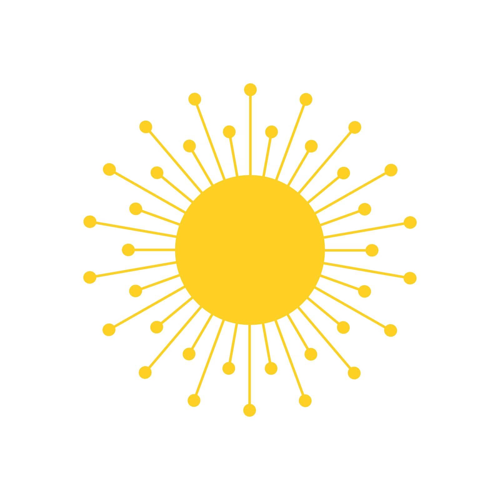 Yellow Sun burst icon or logo. Modern simple flat sunlight, sign. Business, internet concept. Trendy vector summer symbol. Logo Vector illustration isolated on white background. by Kyrylov