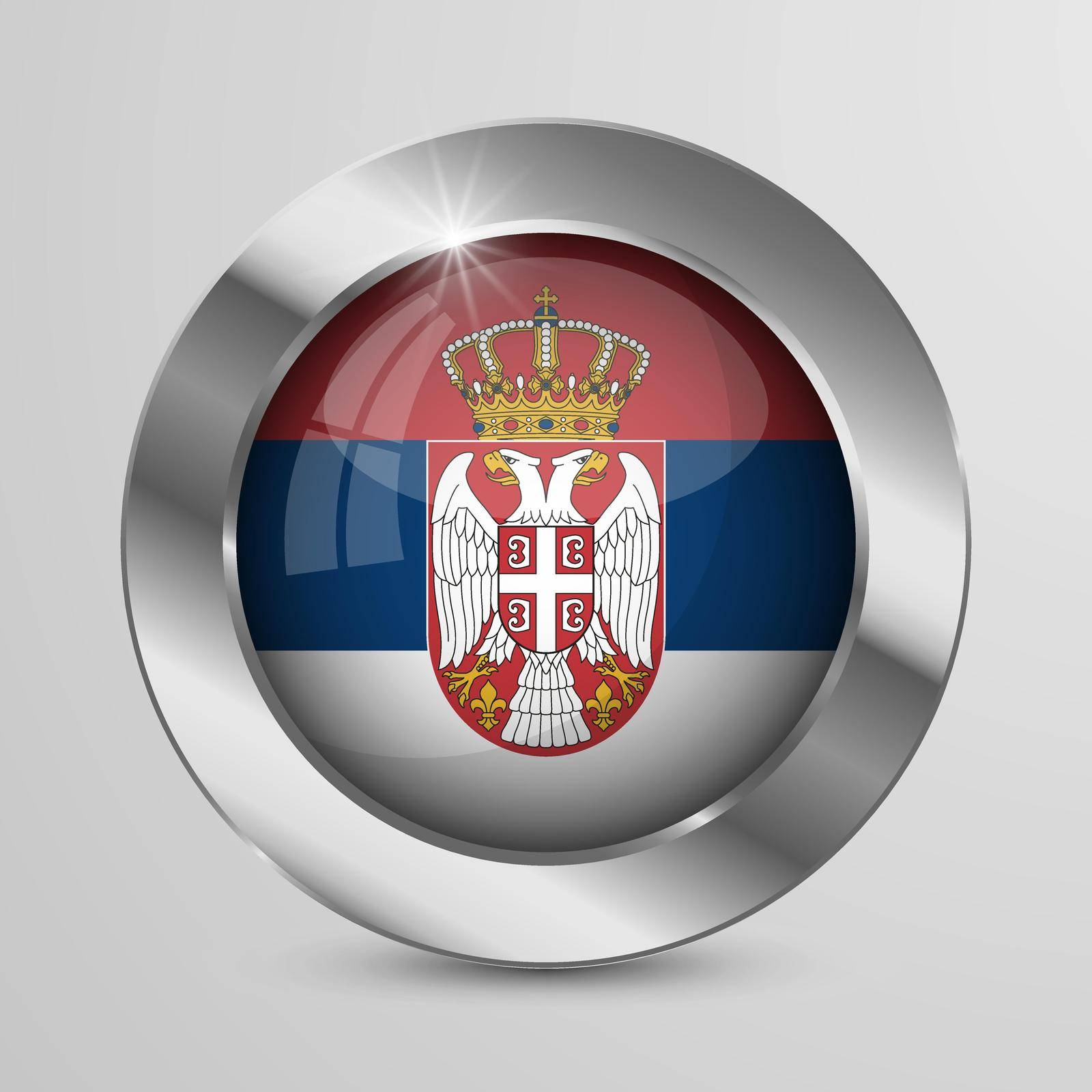 EPS10 Vector Patriotic Button with Serbia flag colors. by silentstock639