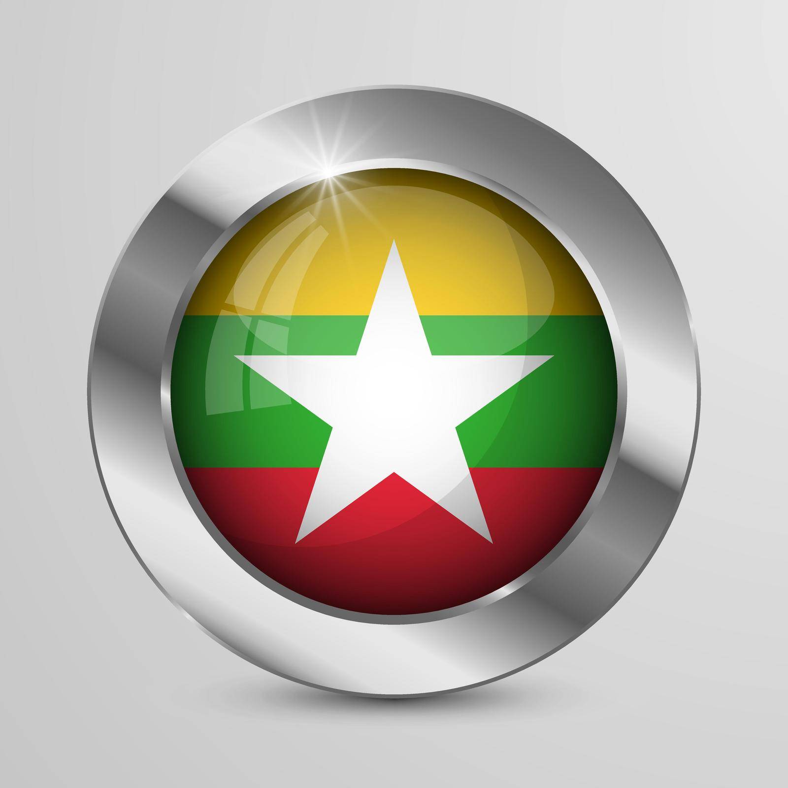 EPS10 Vector Patriotic Button with Myanmar flag colors. by silentstock639