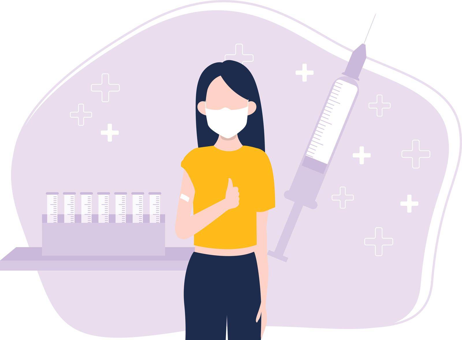 The girl complete the vaccination doses of covid. by FlaticonsDesign