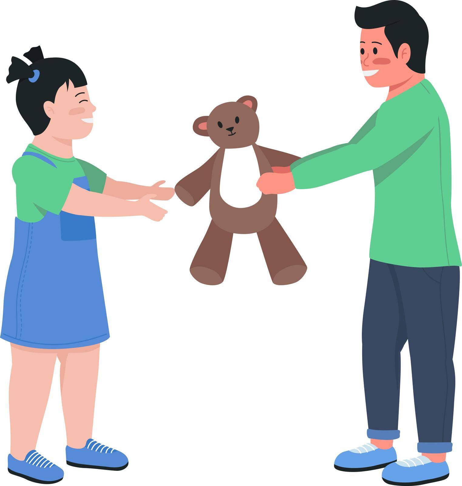 Preschool friends bonding semi flat color vector character. Posing figures. Full body people on white. Relationships isolated modern cartoon style illustration for graphic design and animation