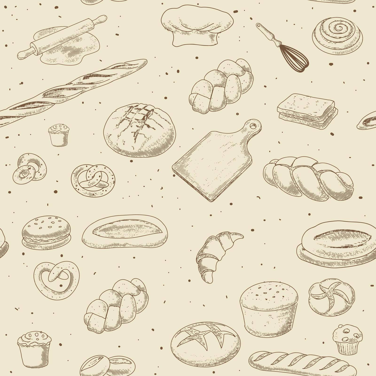 Seamless pattern of bread products by GALA_art