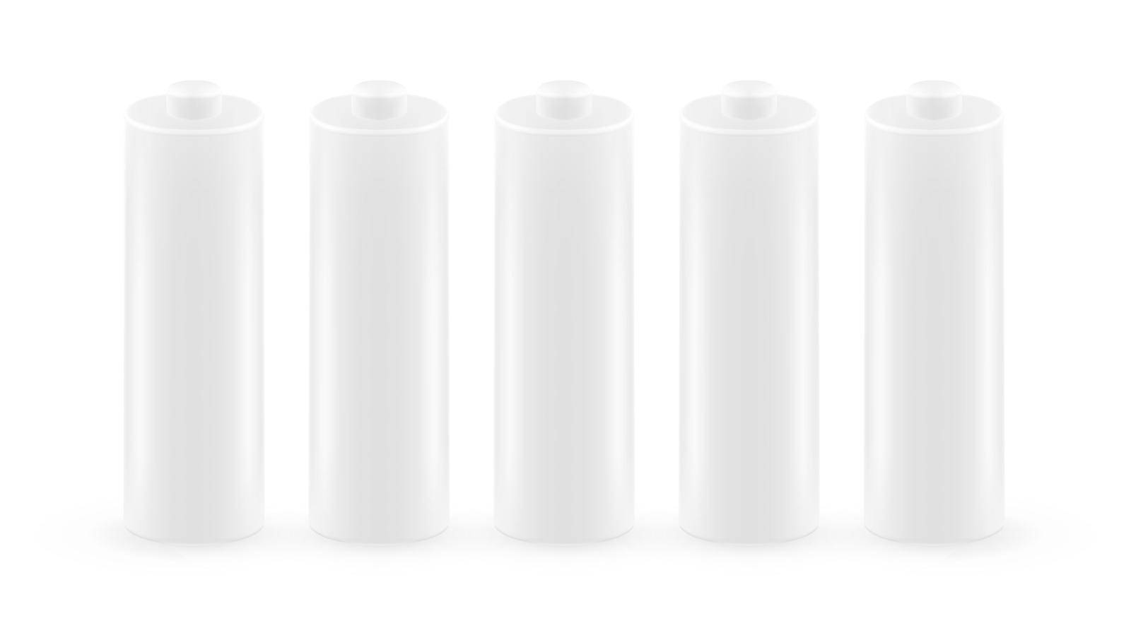 Five Clear White Battery Template. EPS10 Vector