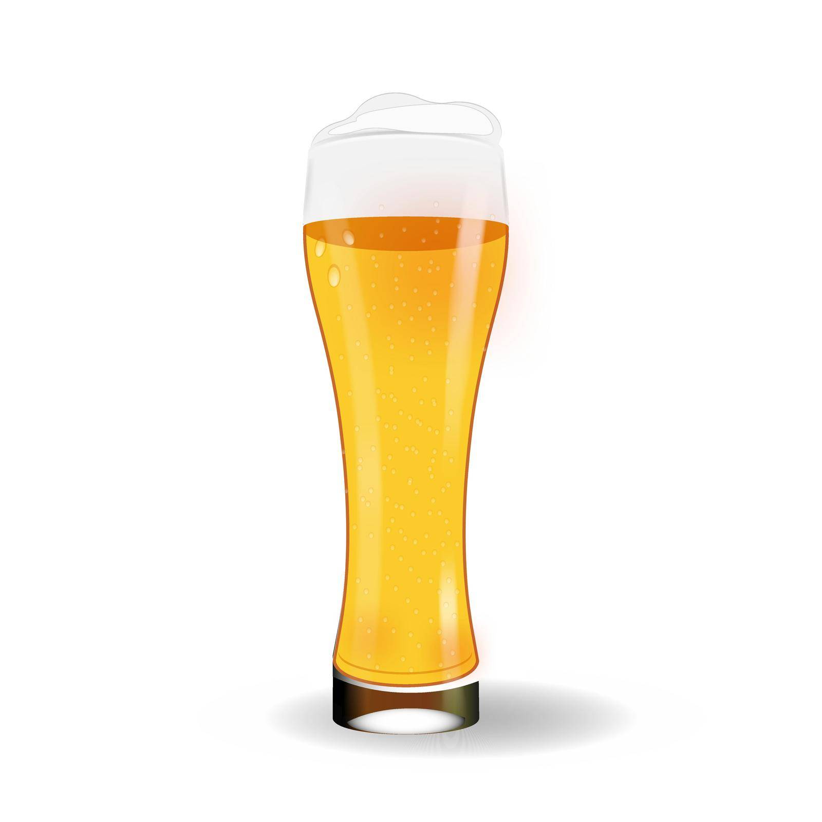 Draft beer with bubbles and foam in an elegant glass isolated on white background by Guzal