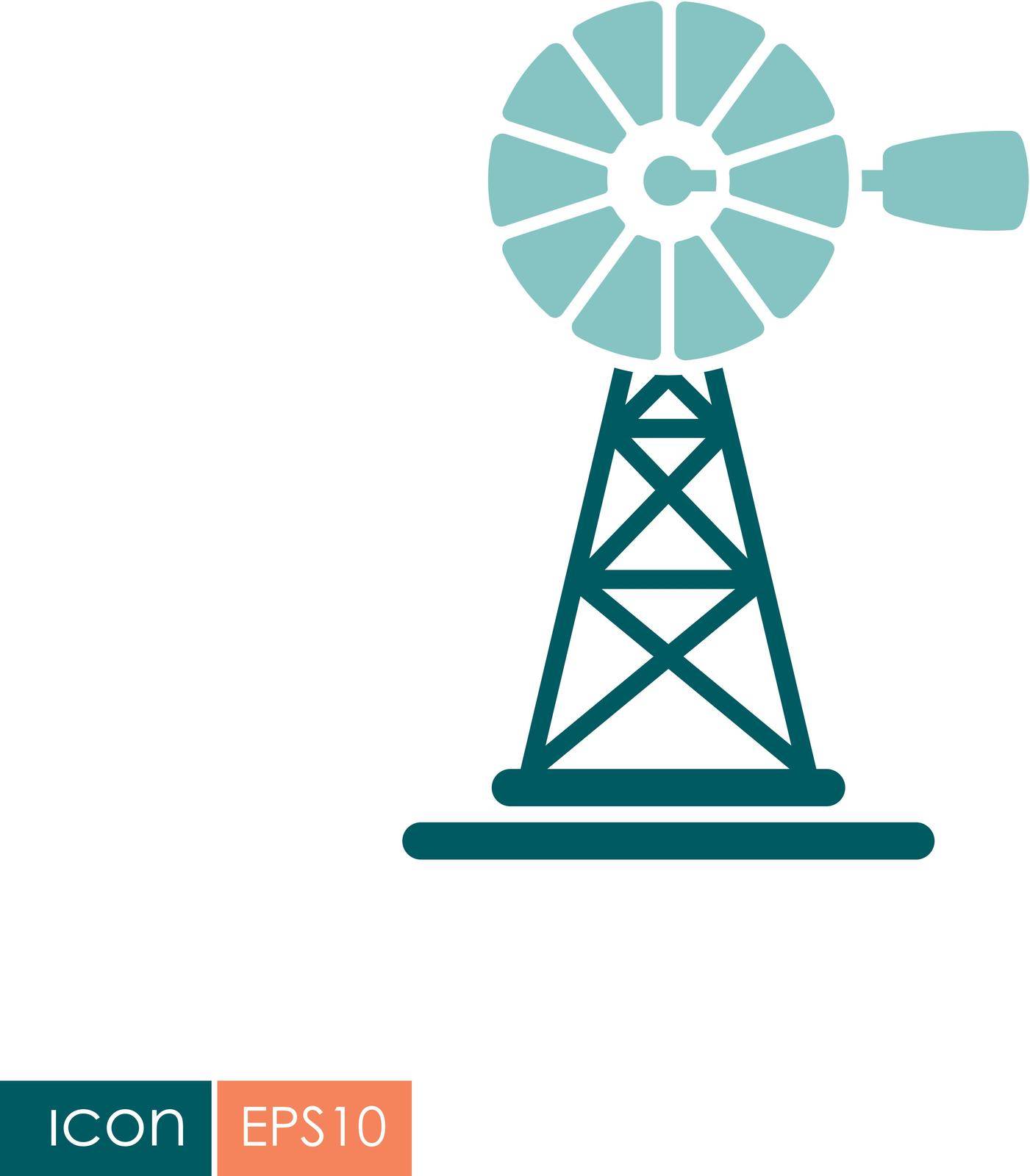 Wind pump flat icon. Agriculture sign. Graph symbol for your web site design, logo, app, UI. Vector illustration, EPS10.