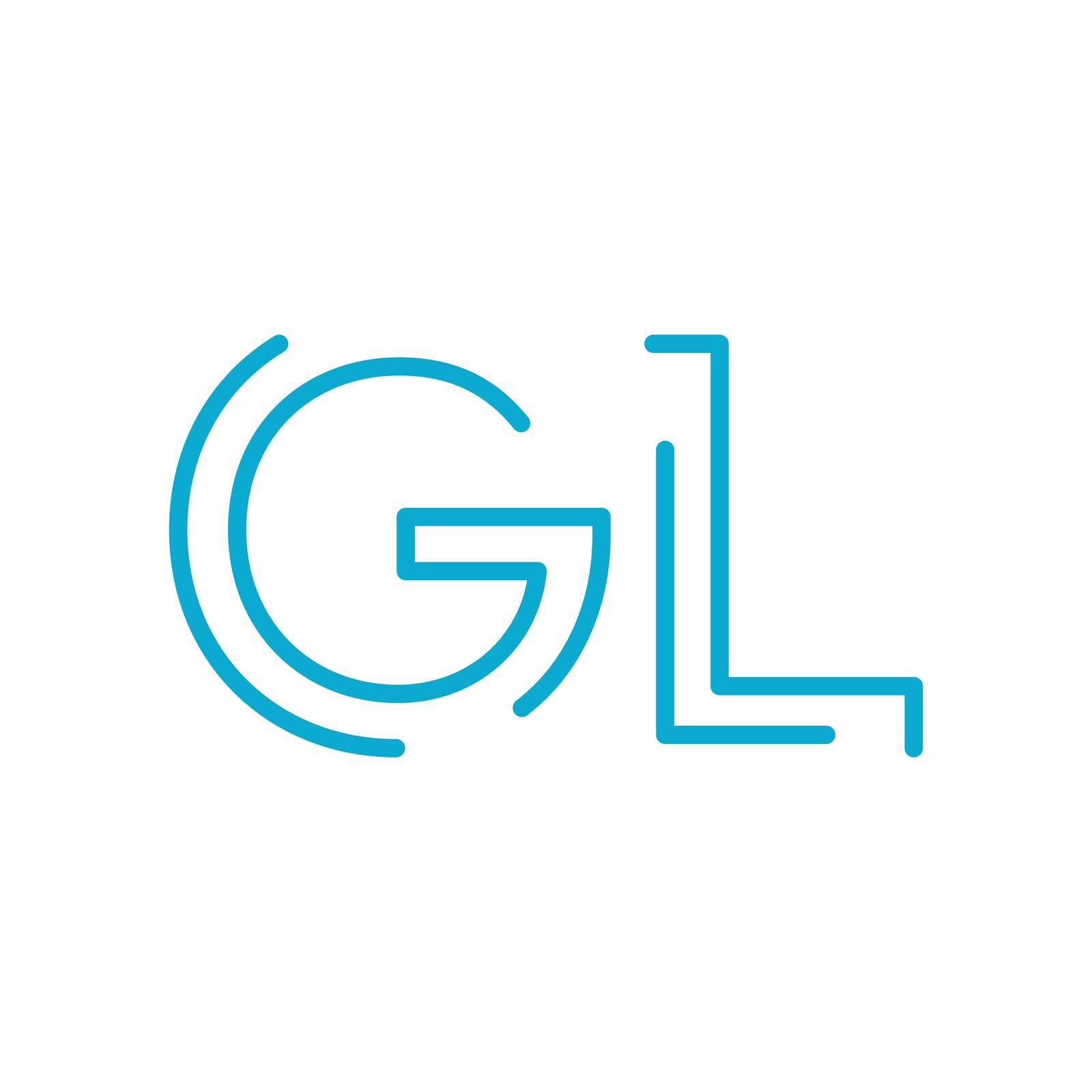 GL initial letter logo gl, lg, Blue graphic element for typography style, minimalistic letter design. Editable stroke. Stock vector illustration