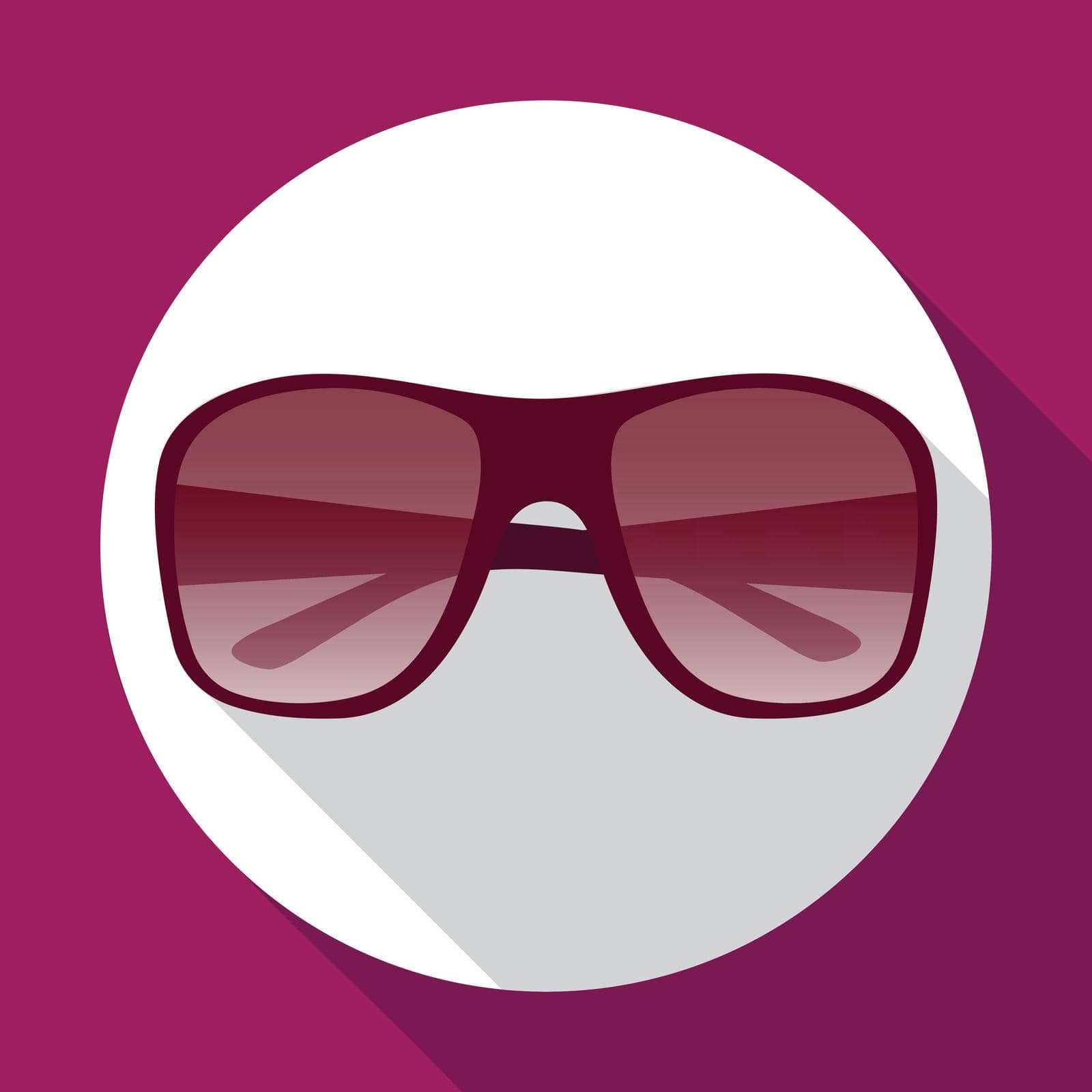 Sunglasses flat icon with long shadow. Summer accessory for UV protection. Vector illustration. EPS10.